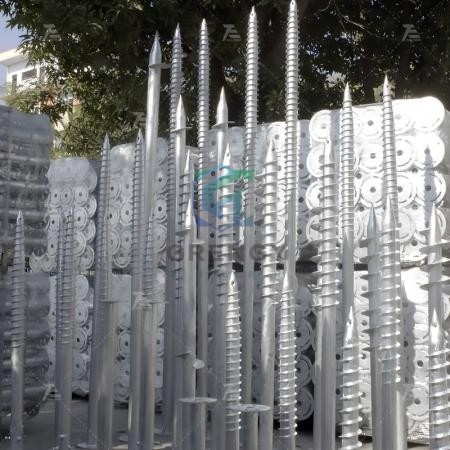 Galvanized Square Flange Spiral Ground Pile Earth Screw Anchor Fence