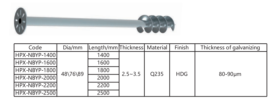PV Foundation helical pile with reinforcing rib big blade PV Foundation helical pile with reinforcing rib big blade
