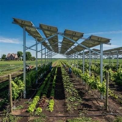 Montage agricole de ferme solaire